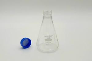 Erlenmeyer flask, glass, clear, with screw cap