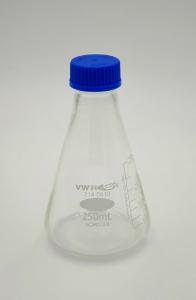 Erlenmeyer flask, glass, clear, with screw cap