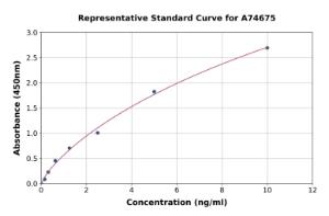 Representative standard curve for Human B4GALT5 ELISA kit (A74675)