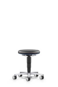 Lab stool with foot release castor