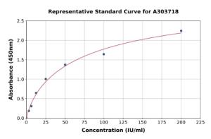 Representative standard curve for Rat Rheumatoid Factor IgG ELISA kit (A303718)