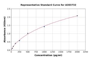 Representative standard curve for Rat SLC26A5 ELISA kit (A303732)