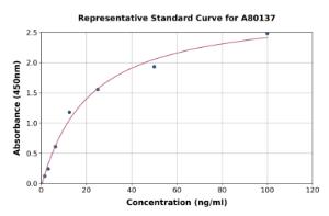 Representative standard curve for Rat Vitamin K-dependent Protein C ELISA kit (A80137)