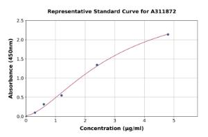 Representative standard curve for Human TNF alpha ELISA kit (A311872)