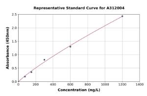 Representative standard curve for Human JTB ELISA kit (A312004)