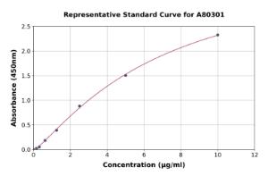 Representative standard curve for Rat Fibronectin ELISA kit (A80301)