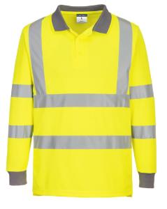 Eco Hi-Vis polo shirts, long sleeve, yellow