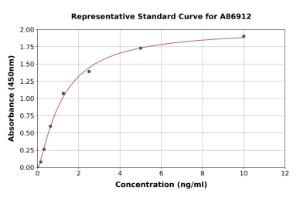 Representative standard curve for Rat Prothrombin ELISA kit (A86912)