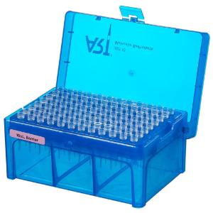 Barrier hinged rack pipette tips