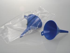 Liquid funnel PS blue individually packaged and sterile