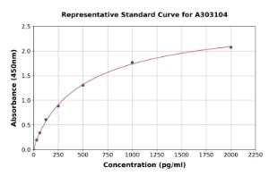 Representative standard curve for Human Myelin PLP ELISA kit (A303104)