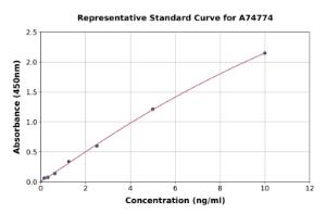 Representative standard curve for Human PKR ELISA kit (A74774)