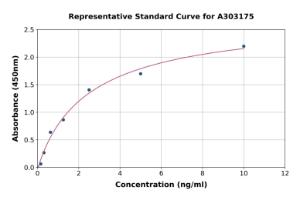 Representative standard curve for Human ASAH1 ELISA kit (A303175)