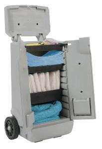 Spill kits, oil-only sorbent, mobile trolley