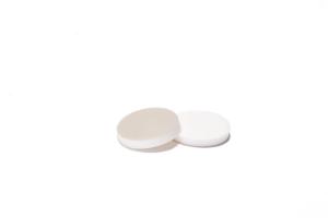 Septa, 20 mm, white silicone/beige PTFE, 3,2 mm, 45° shore A, HT-quality