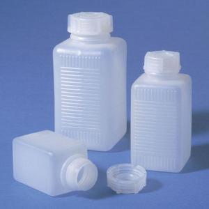 Bottles, wide neck, HDPE, rectangular, with screw cap