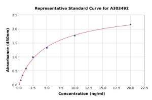 Representative standard curve for Mouse Anti-beta Amyloid 42 Antibody ELISA kit (A303492)