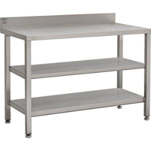 Table, static, 2 solid shelves, upstand 1500 x 750