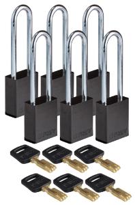 6 Padlock aluminium black 76ST