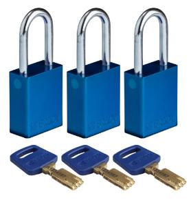 3 Padlock aluminium blue 38ST