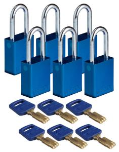 6 Padlock aluminium blue 38ST