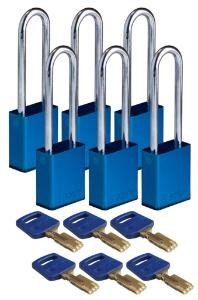 6 Padlock aluminium blue 76ST