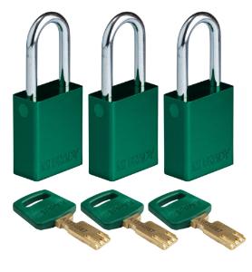 3 Padlock aluminium green 38ST