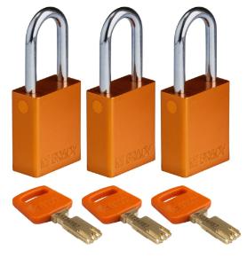 3 Padlock aluminium orange 38ST