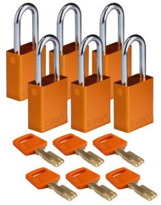 6 Padlock aluminium orange 38ST