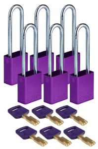 6 Padlock aluminium purple 76ST