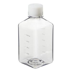 Square PET media bottles with closure sterile, shrink-wrapped trays