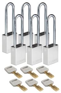 6 Padlock aluminium silver 76ST