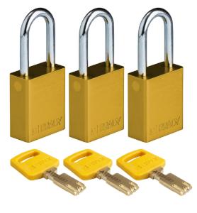 3 Padlock aluminium yellow 38ST