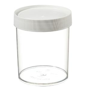 Wide-mouth straight-sided PMP jars with white polypropylene screw closure