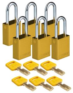 6 Padlock aluminium yellow 38ST