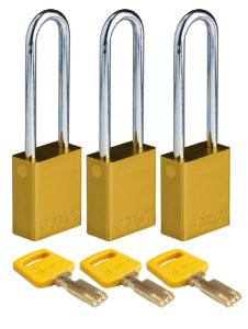 3 Padlock aluminium yellow 76ST