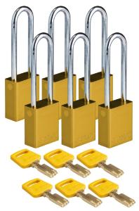 6 Padlock aluminium yellow 76ST