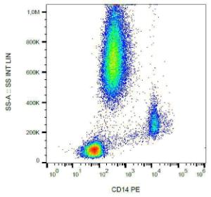 Surface staining of human peripheral blood leukocytes using Anti-CD14 Antibody (A85709)