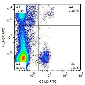 Surface staining of human peripheral blood with Anti-CD123 Antibody (A85732)