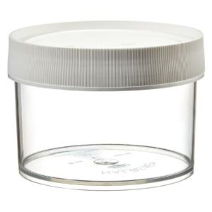 Wide-mouth straight-sided PMP jars with white polypropylene screw closure