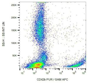 Surface staining of human peripheral blood with Anti-CD42b Antibody (A85789)