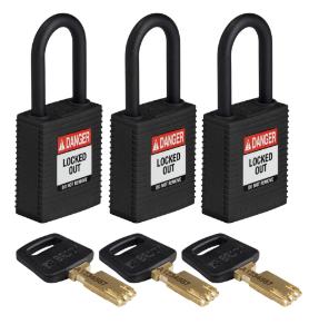 3 Padlock nylon black 38PL