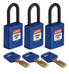 3 Padlock nylon blue 38PL