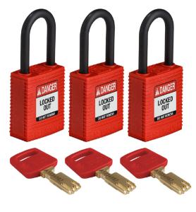 3 Padlock nylon red 38PL