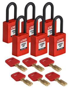 6 Padlock nylon red 38PL