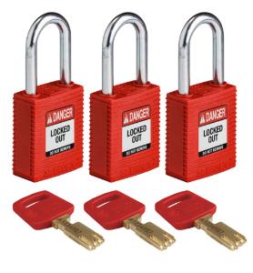 3 Padlock nylon red 38ST