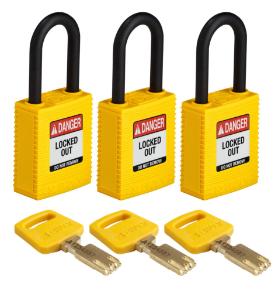 3 Padlock nylon yellow 38PL