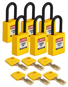 6 Padlock nylon yellow 38PL