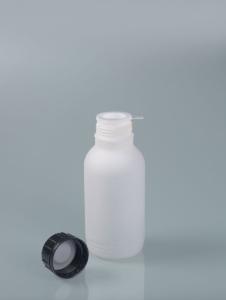 Bottles, UN, narrow neck, square, HDPE, with screw caps