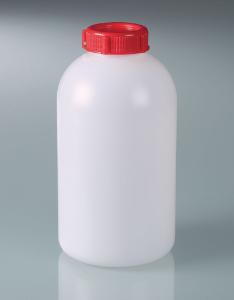 Bottles, wide neck, HDPE, round, sealable, with screw cap and sealing eyelets